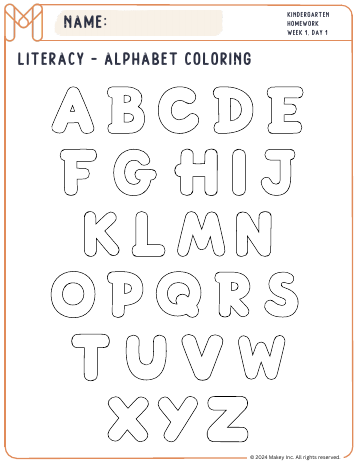 Alphabet Coloring A-Z - kindergarten worksheet preview