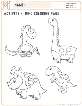 Dino, Jellyfish & Ladybug Coloring - kindergarten worksheet preview
