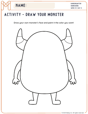 Draw Your Monster! - kindergarten worksheet preview