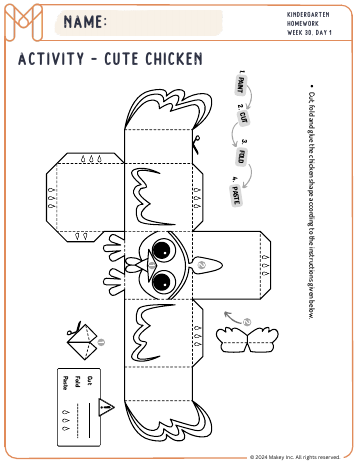 Paint the Chicken & Bird House - kindergarten worksheet preview