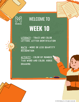 Makey kindergarten Week 10 worksheet packet - printable PDF cover
