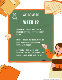 Makey kindergarten Week 12 worksheet packet - printable PDF cover