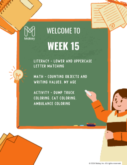Makey kindergarten Week 15 worksheet packet - printable PDF cover