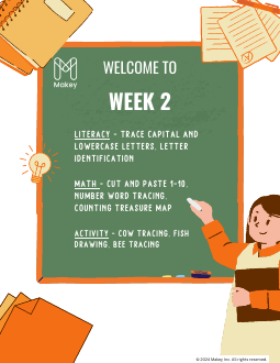 Makey kindergarten Week 2 worksheet packet - printable PDF cover