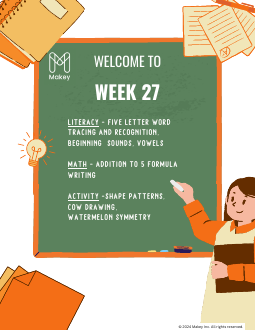 Makey kindergarten Week 27 worksheet packet - printable PDF cover