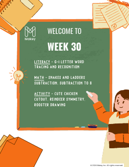 Makey kindergarten Week 30 worksheet packet - printable PDF cover