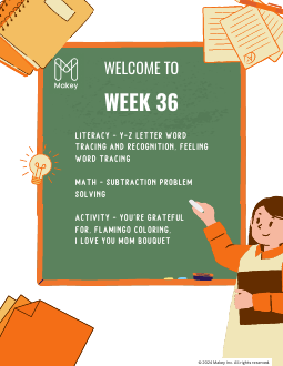 Makey kindergarten Week 36 worksheet packet - printable PDF cover