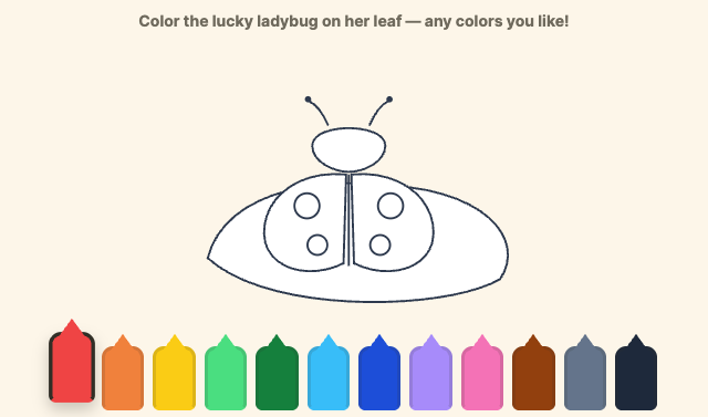 Ladybug Coloring online - tap-to-paint with any palette color