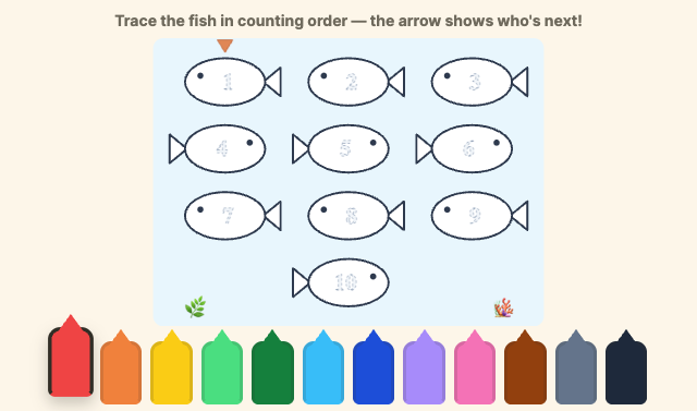 Fish Counting online - tap each fish and hear the number