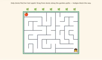 Apple Maze online - kindergarten worksheet preview