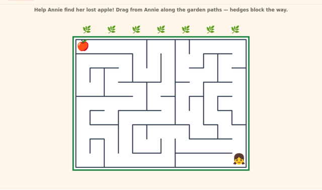 Apple Maze online - drag a path through the orchard