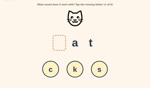 Beginning Sounds online - every tap says the sound
