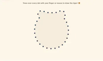 Tiger Tracing online - kindergarten worksheet preview
