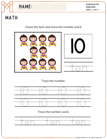Counting Objects 1-10 - kindergarten worksheet preview