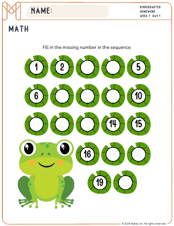 Missing Numbers - kindergarten worksheet preview