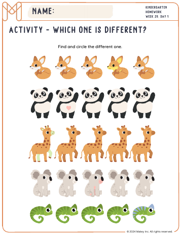 Which One is Different? - kindergarten worksheet preview
