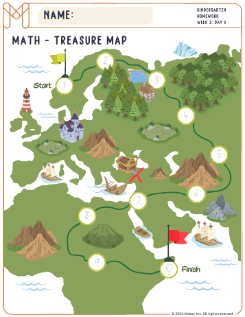 Treasure Map - kindergarten worksheet preview