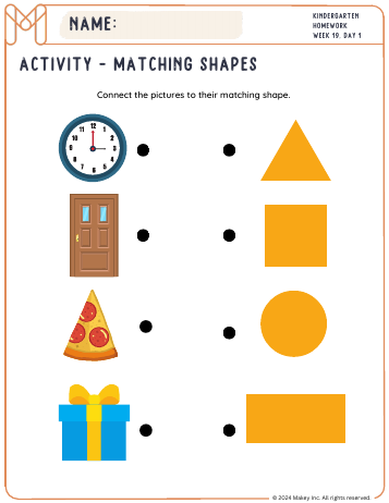 Matching Shapes - kindergarten worksheet preview
