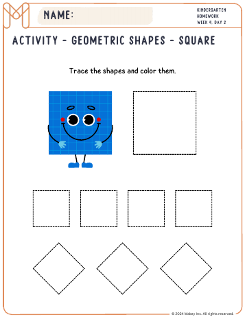 Shapes: Square / Rectangle / Circle / Triangle - kindergarten worksheet preview
